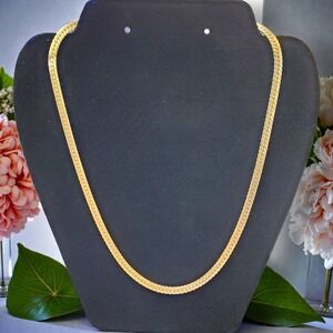 Merlite Vintage Gold Toned Herringbone Chain Necklace 20"‎